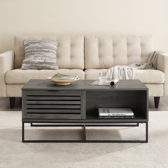 Jackson 42" Modern Slat Door Coffee Table - Slate Grey