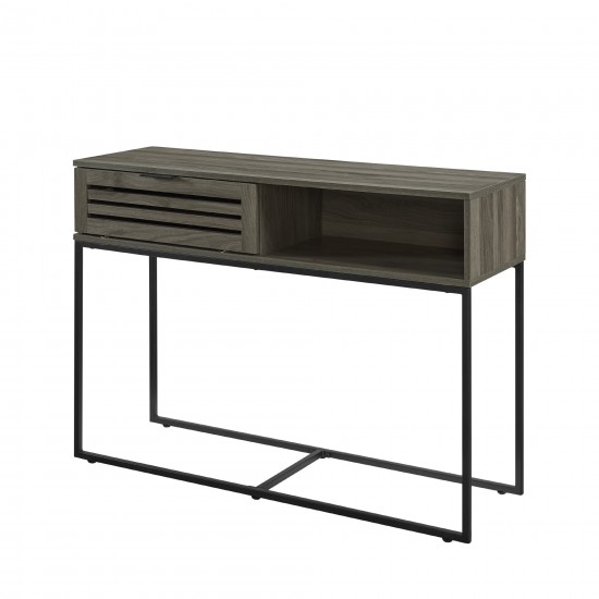 Jackson 42" Modern Slat Door Entry Table - Slate Grey