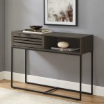 Jackson 42" Modern Slat Door Entry Table - Slate Grey