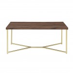Luxe 42" Y Leg Modern Glam Coffee Table - Dark Walnut/Gold