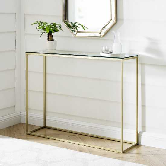 Lowell 42" Open Box Entry Table - Glass/Gold