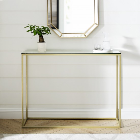 Lowell 42" Open Box Entry Table - Glass/Gold