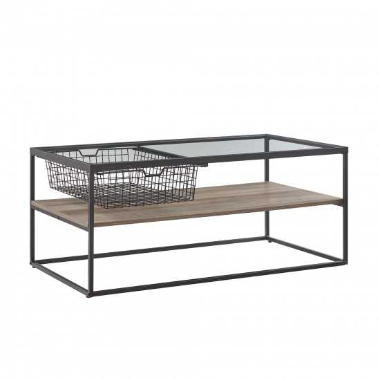 42" Mesh Drawer Coffee Table - Grey Wash