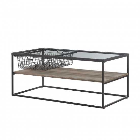 42" Mesh Drawer Coffee Table - Grey Wash