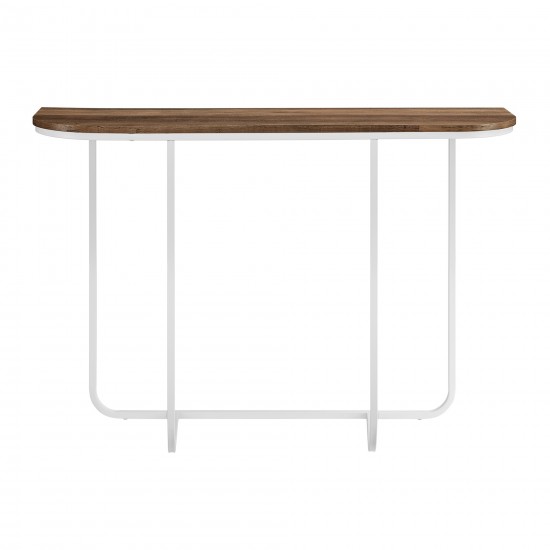 Harley 44" Modern Curved Entry Table - Rustic Oak/White