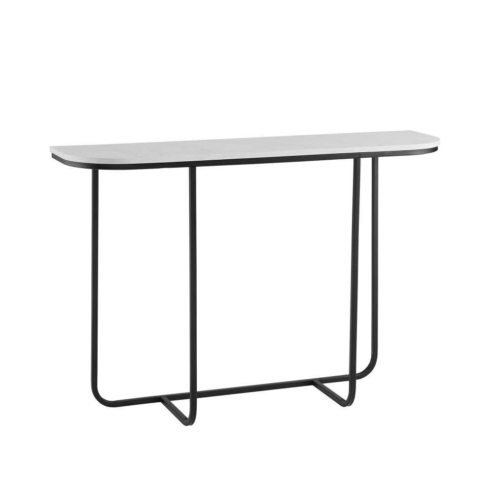 Harley 44" Modern Curved Entry Table - Faux White Marble/Gold