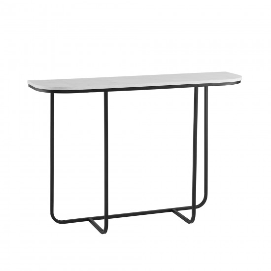 Harley 44" Modern Curved Entry Table - Faux White Marble/Gold