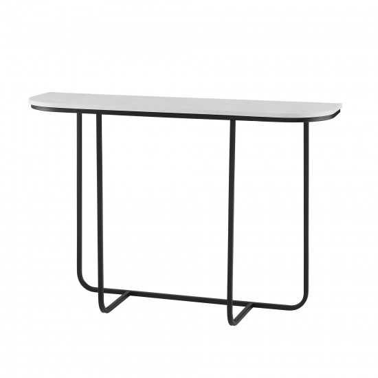 Harley 44" Modern Curved Entry Table - Faux White Marble/Black