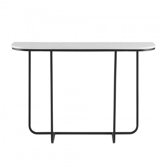 Harley 44" Modern Curved Entry Table - Faux White Marble/Black