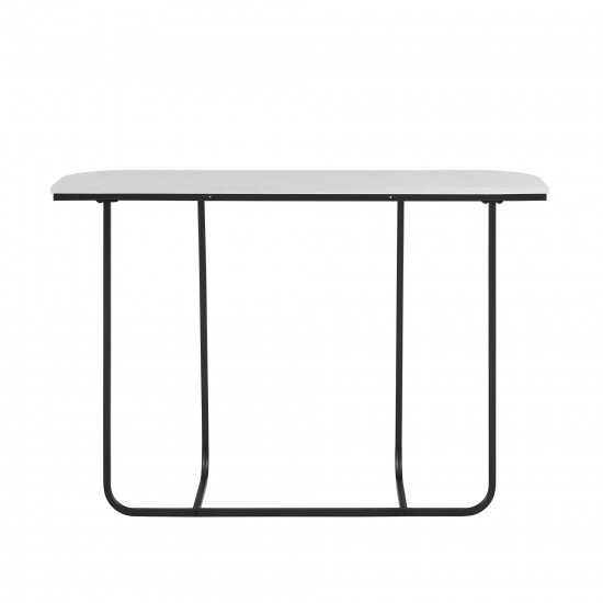 Harley 44" Modern Curved Entry Table - Faux White Marble/Black