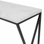 Lana 46" Geometric Side Faux Marble Entry Table - Faux White Marble/Black