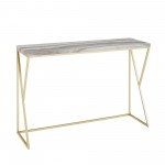 Lana 46" Geometric Side Faux Marble Entry Table - Grey Faux Vein Cut Marble/Gold