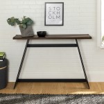 46" Faux Wrap Leg Modern Industrial Entry Table - Dark Walnut