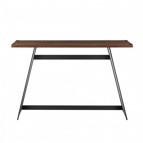 46" Faux Wrap Leg Modern Industrial Entry Table - Dark Walnut