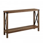 46" Rustic Farmhouse Metal X Entry Table - Rustic Oak