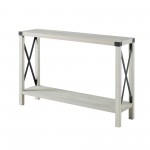 46" Rustic Farmhouse Metal X Entry Table - Stone Grey