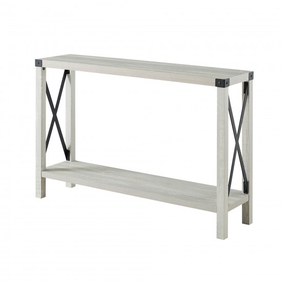 46" Rustic Farmhouse Metal X Entry Table - Stone Grey