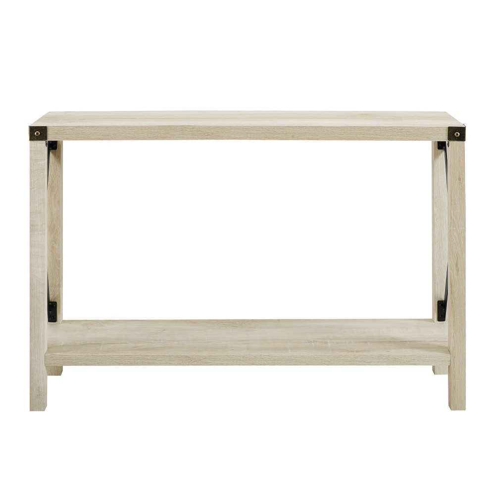 46" Rustic Farmhouse Metal X Entry Table - White Oak