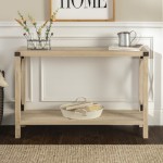 46" Rustic Farmhouse Metal X Entry Table - White Oak