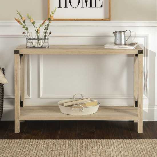 46" Rustic Farmhouse Metal X Entry Table - White Oak