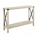 46" Rustic Farmhouse Metal X Entry Table - White Oak