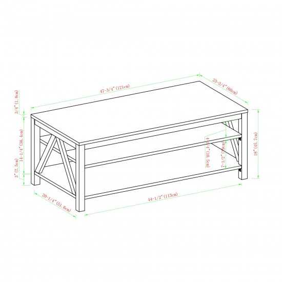 48" A Frame Farmhouse Coffee Table - Dark Walnut/White Oak