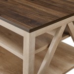 48" A Frame Farmhouse Coffee Table - Dark Walnut/White Oak