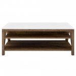 48" A Frame Farmhouse Coffee Table - Faux White Marble/Natural Walnut