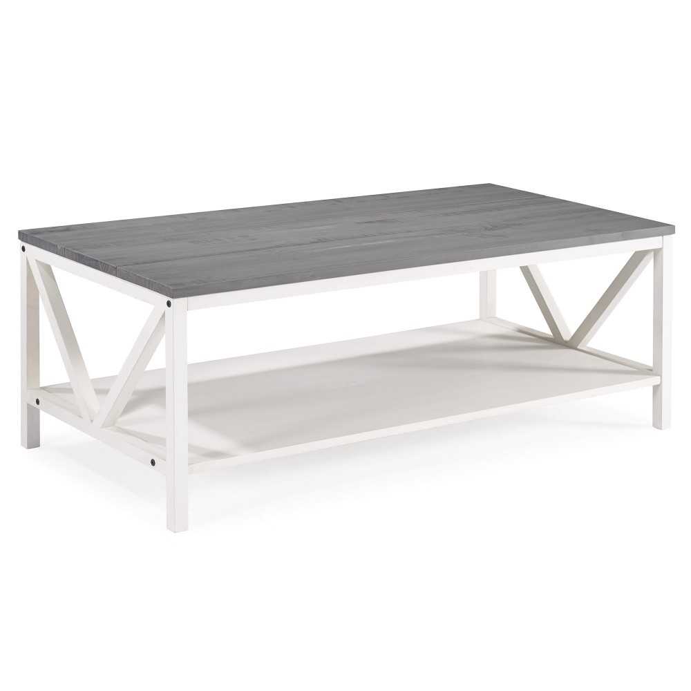 Natalee 48" Distressed Farmhouse Coffee Table - Grey/White Wash Natalee 48" Distressed Farmhouse Coffee Table - Grey/White Wash