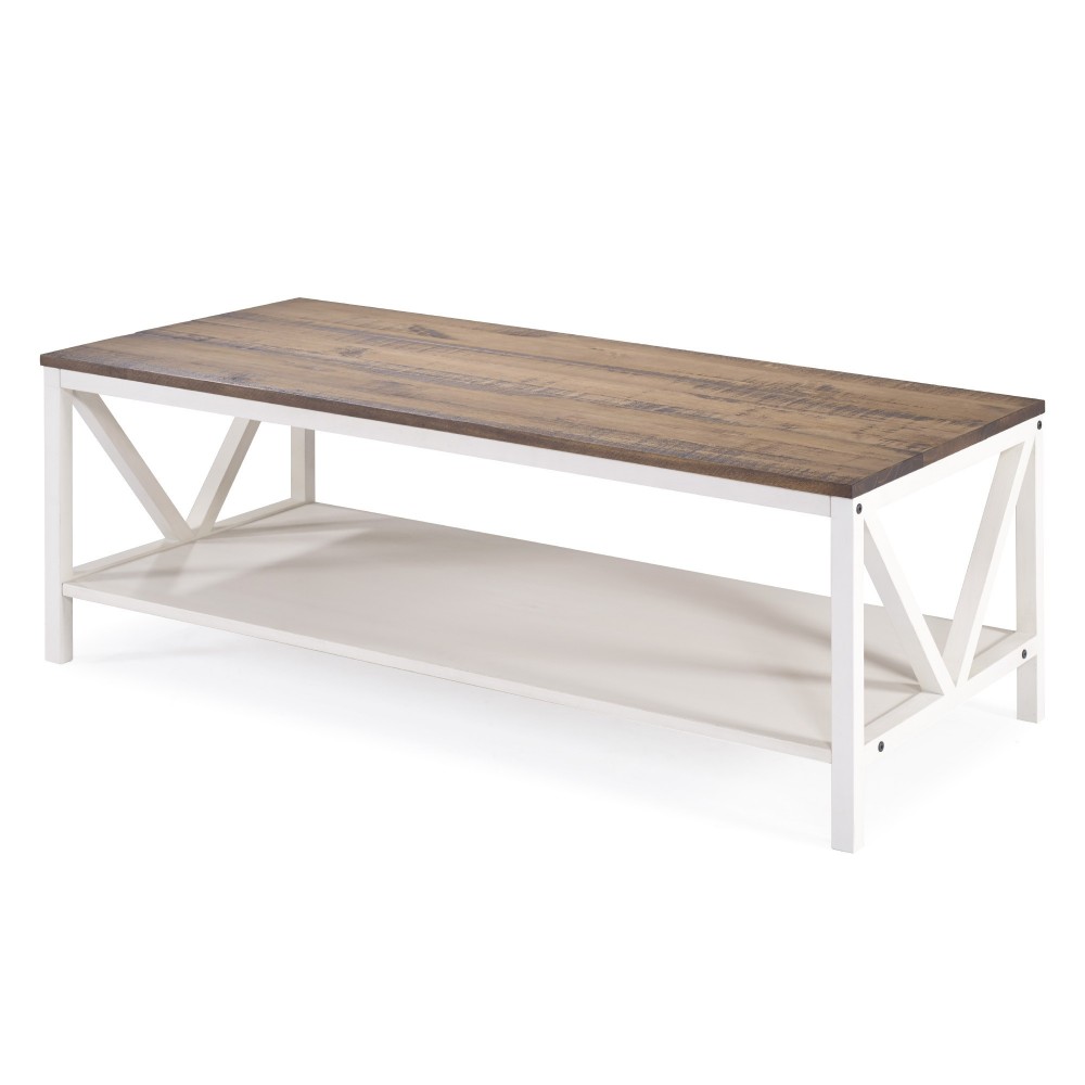 Natalee 48" Distressed Farmhouse Coffee Table - Rustic Oak/White Wash Natalee 48" Distressed Farmhouse Coffee Table - Rustic Oak/White Wash