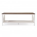 Natalee 48" Distressed Farmhouse Coffee Table - Rustic Oak/White Wash