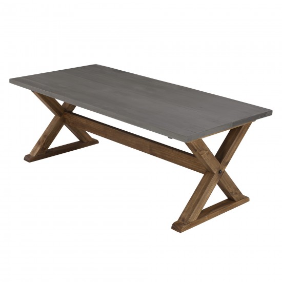 Robin 48" X Leg Solid Wood Coffee Table - Grey/Brown