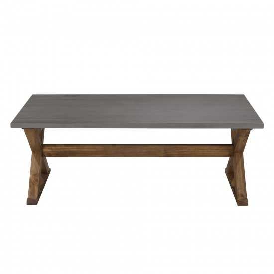 Robin 48" X Leg Solid Wood Coffee Table - Grey/Brown