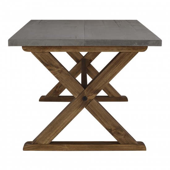 Robin 48" X Leg Solid Wood Coffee Table - Grey/Brown