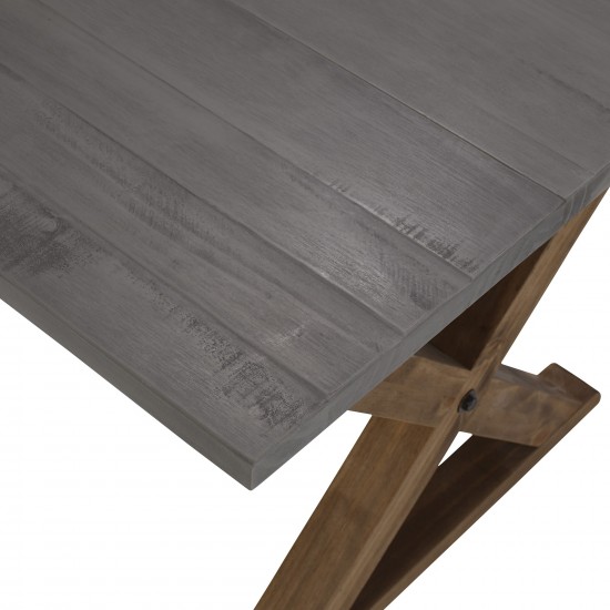 Robin 48" X Leg Solid Wood Coffee Table - Grey/Brown