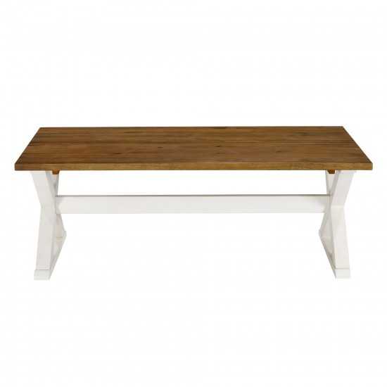 Robin 48" X Leg Solid Wood Coffee Table - Rustic Oak/White Wash