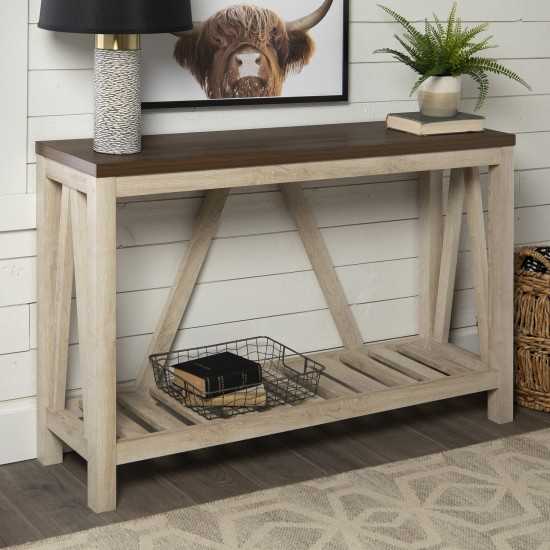 52" Rustic A Frame Entry Table - Dark Walnut/White Oak