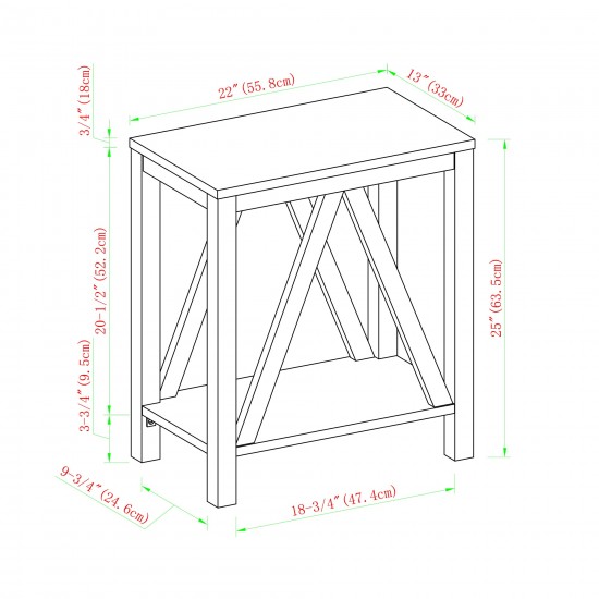 Narrow A Frame Side Table - Faux White Marble/Natural Walnut