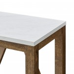 Narrow A Frame Side Table - Faux White Marble/Natural Walnut