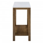 Narrow A Frame Side Table - Faux White Marble/Natural Walnut