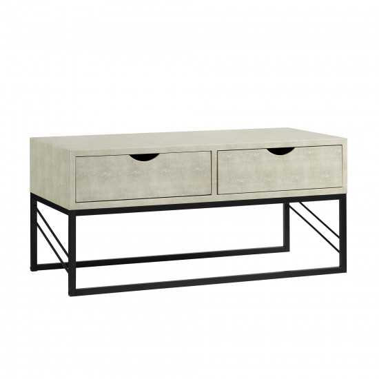 Modern 2-Drawer Faux Shagreen Coffee Table - Off White