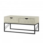 Modern 2-Drawer Faux Shagreen Coffee Table - Off White