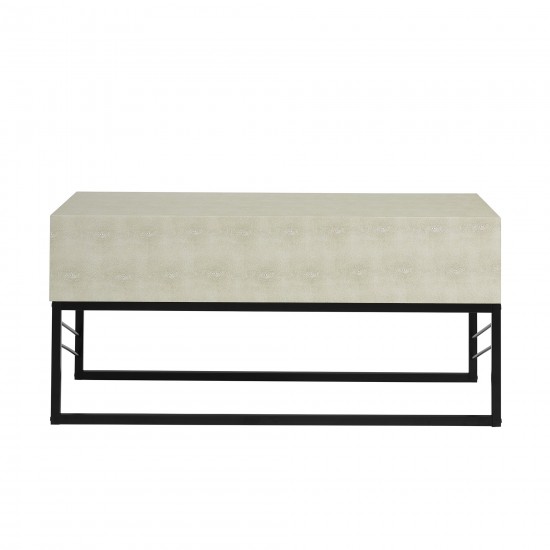 Modern 2-Drawer Faux Shagreen Coffee Table - Off White