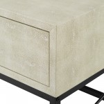 Modern 2-Drawer Faux Shagreen Coffee Table - Off White