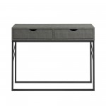 Modern 2-Drawer Faux Shagreen Entry Table - Grey