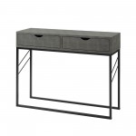 Modern 2-Drawer Faux Shagreen Entry Table - Grey