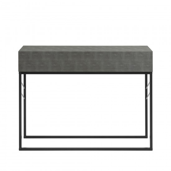 Modern 2-Drawer Faux Shagreen Entry Table - Grey