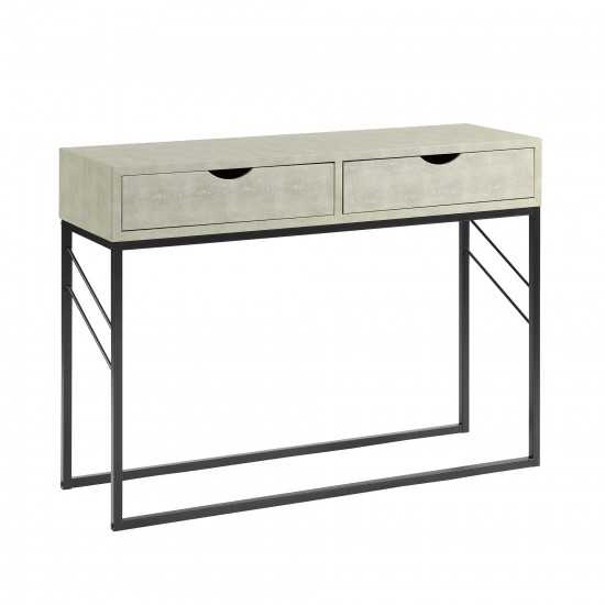 Modern 2-Drawer Faux Shagreen Entry Table - Off White