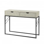 Modern 2-Drawer Faux Shagreen Entry Table - Off White