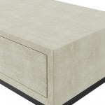 Modern 2-Drawer Faux Shagreen Entry Table - Off White